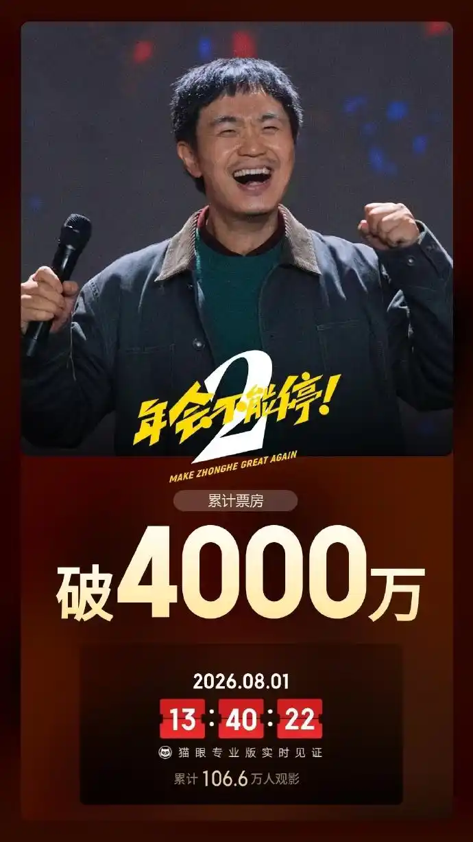电影《年会不能停！2》票房迅猛突破四千万大关