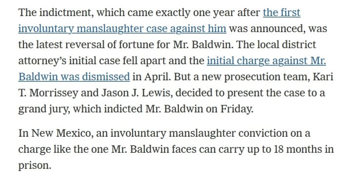 亚历克鲍德温或将面临最高18个月徒刑：片场误杀案最新进展