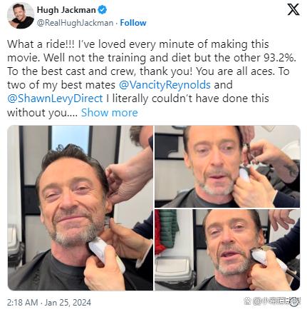 休·杰克曼曝光《死侍3》拍摄现场照片，抱怨电影中最让他不满意的方面