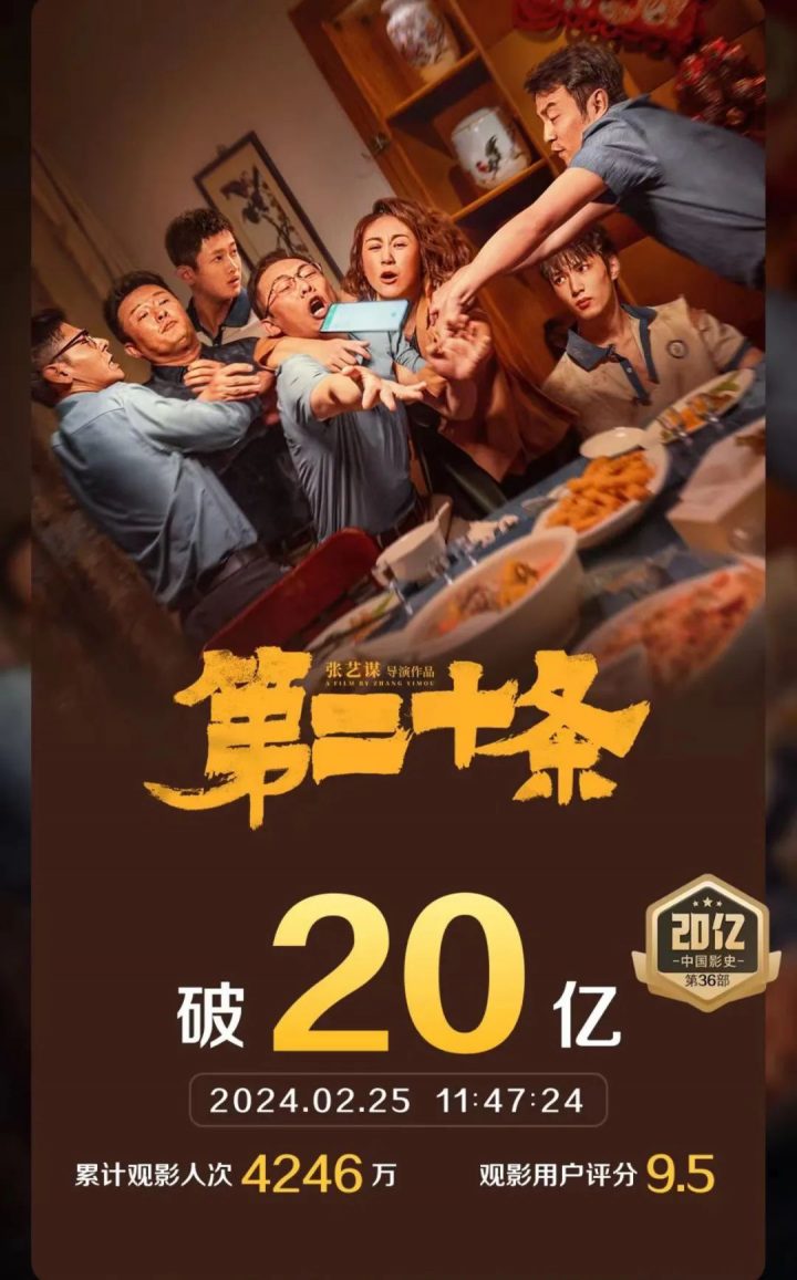 《第二十条》突破20亿大关！虽然后劲强劲，但“争议”仍然存在