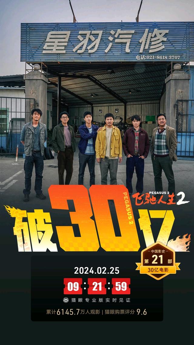 《飞驰人生2》票房突破30亿，沈腾或将超越吴京成为最卖座男演员