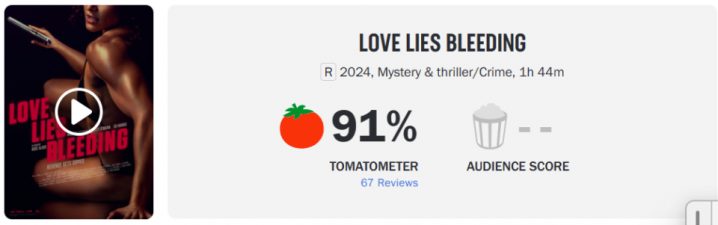 克里斯汀·斯图尔特主演的电影《流血之爱》即将上映，烂番茄评论褒贬不一