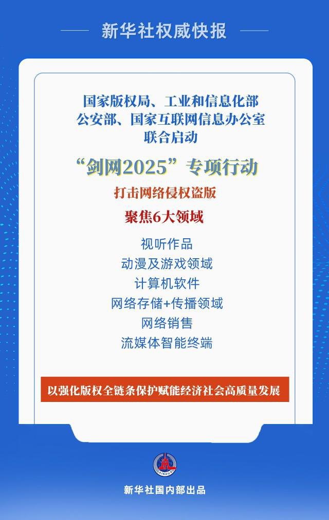 “剑网2025”行动：四部门联合打击网络侵权盗版-1