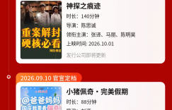 十二部新片强势集结，《侦战》领跑2026国庆档排期计划