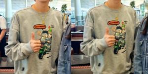 偶遇鹿晗日本行：灰色卫衣显少年风采